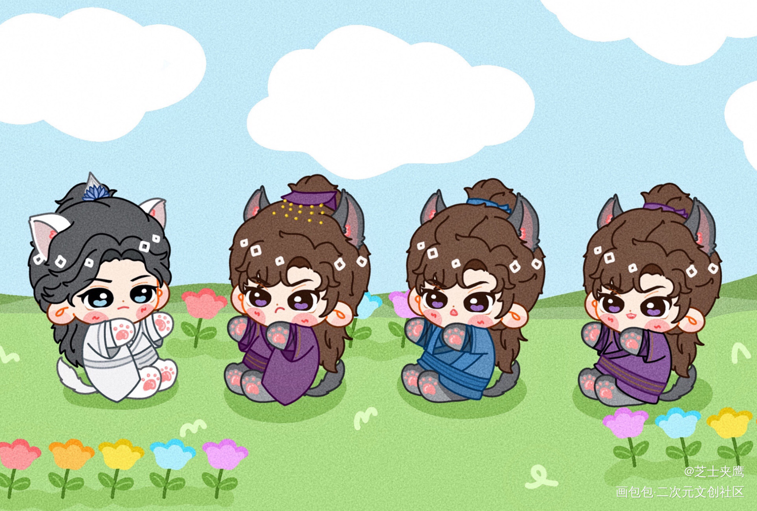 猫宁课堂开课啦_二哈和他的白猫师尊燃晚墨燃楚晚宁绘画作品