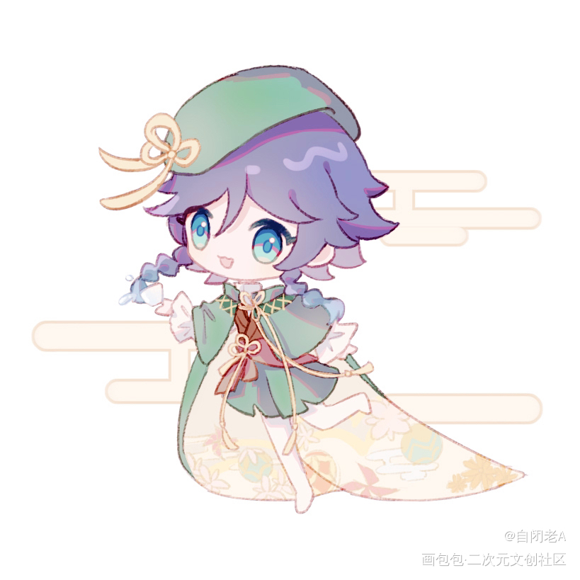 翠光  赤人_原神温迪枫原万叶绘画作品