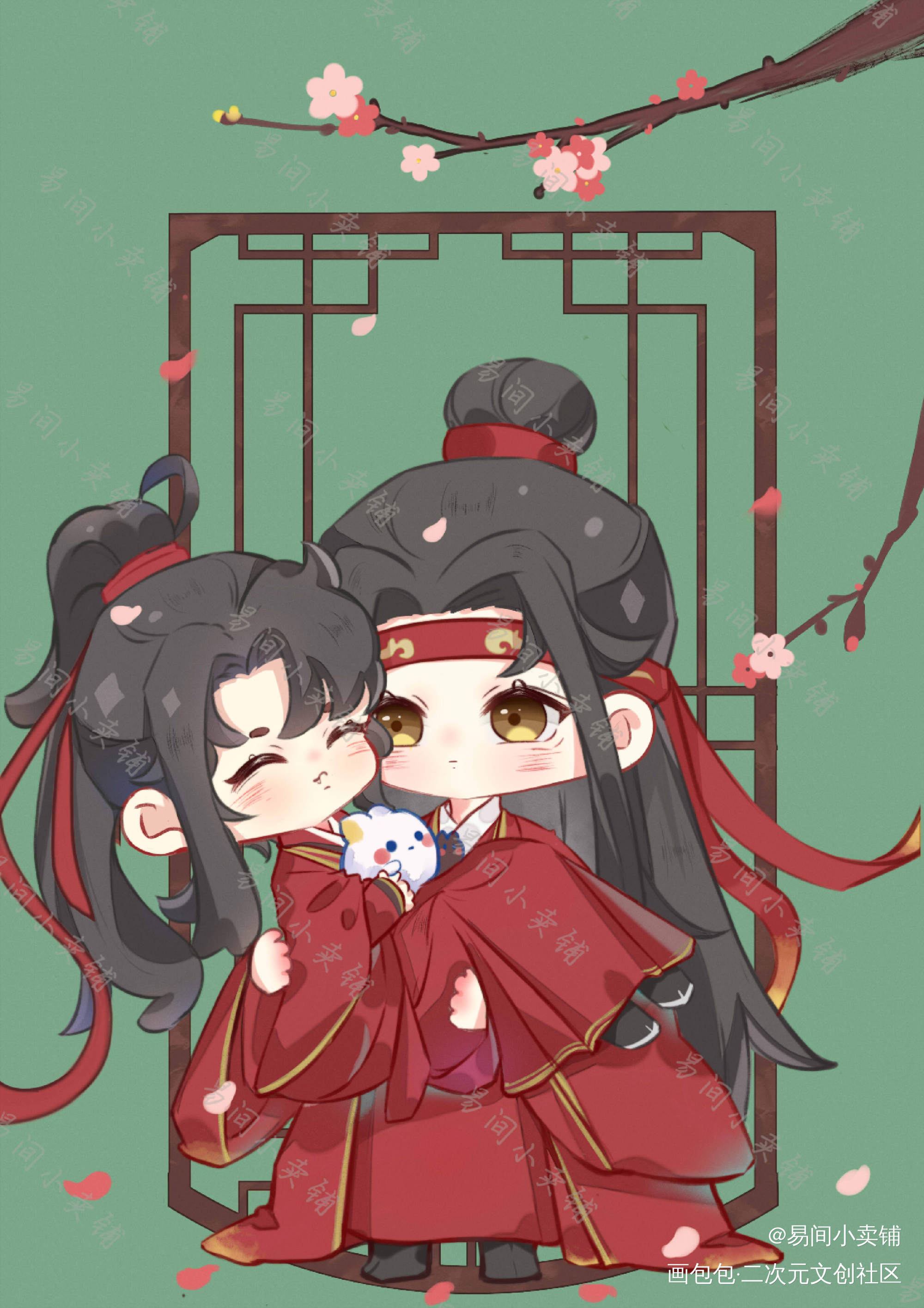 婚服公主抱✓_魔道祖师忘羡Q版绘画作品
