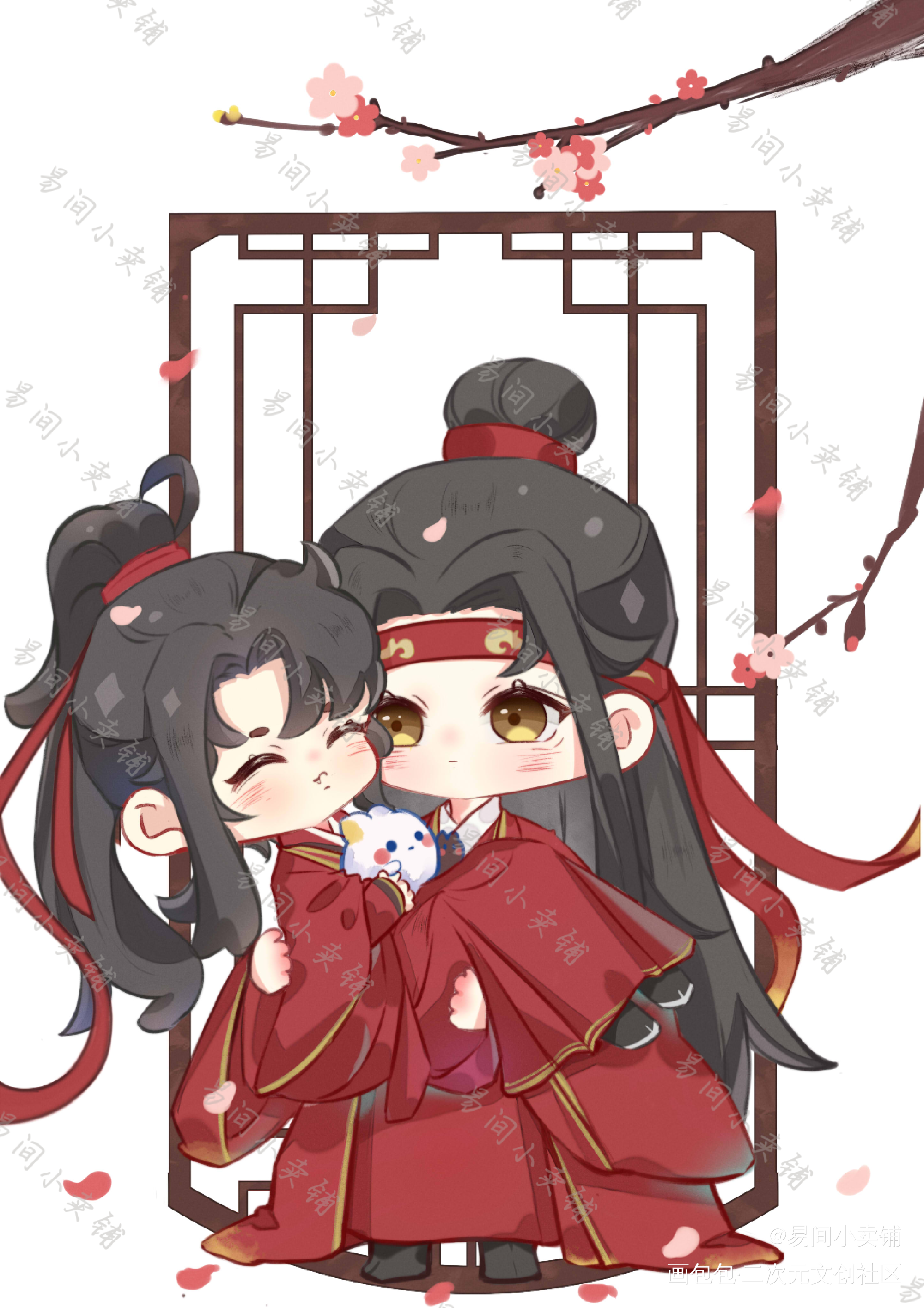婚服公主抱✓_魔道祖师忘羡Q版绘画作品