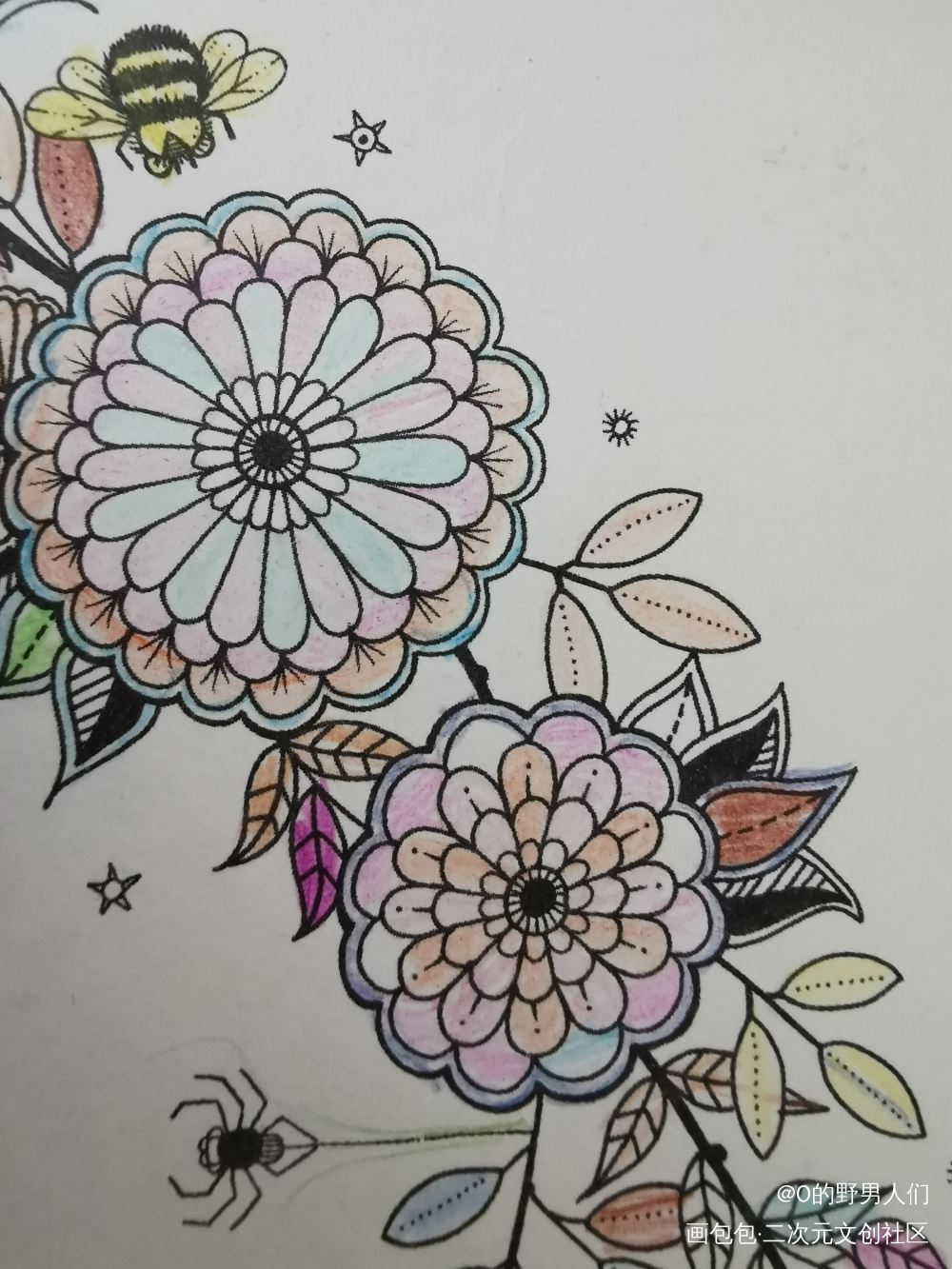花花与蜜蜂_唤醒春日主题打卡绘画作品