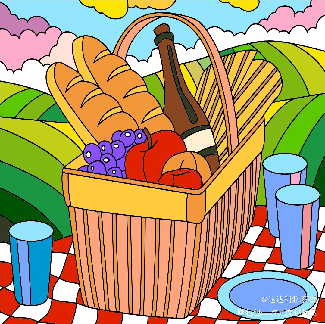 春游_平涂绘画作品