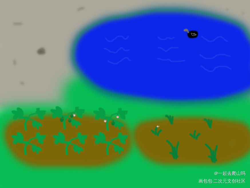 植物_手绘动物绿色新芽唤醒春日主题打卡春日绘画作品