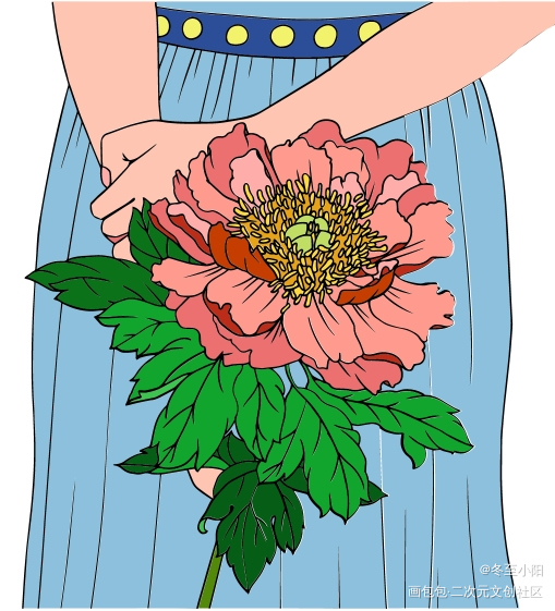 采下最美的花，送给最爱的人_平涂绘画作品