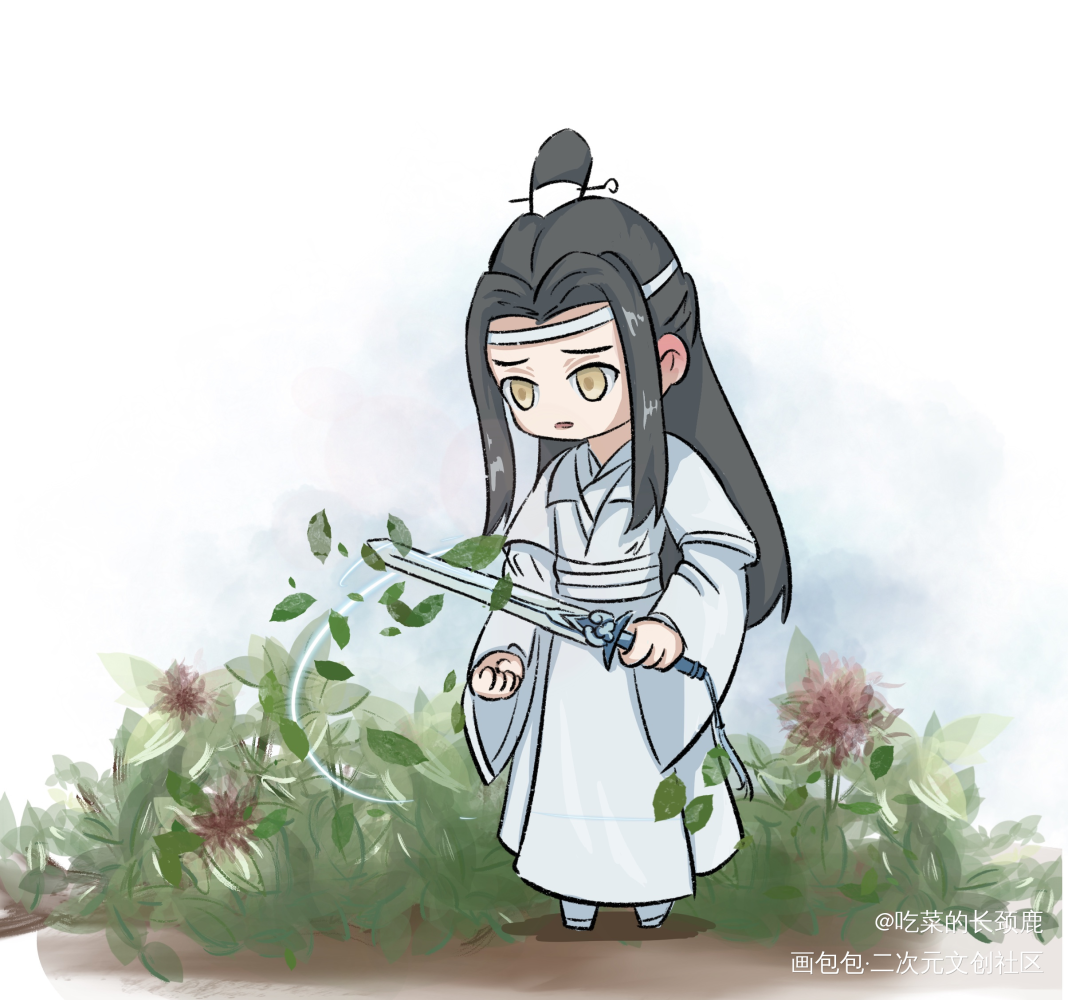 是谁偷亲了然后在害羞呢_魔道祖师忘羡蓝忘机魏无羡蓝忘机Q版唤醒春日主题打卡绘画作品