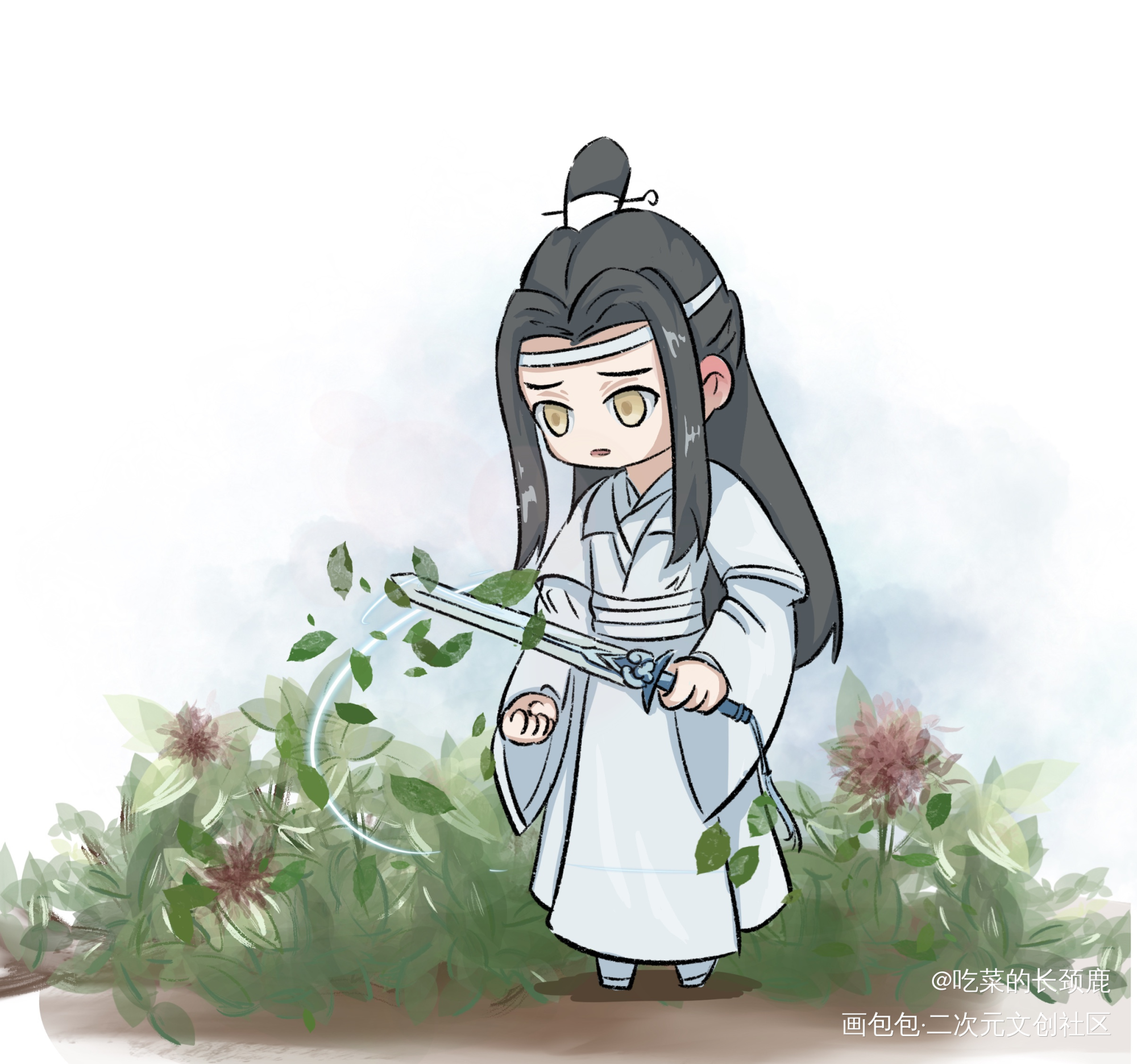 是谁偷亲了然后在害羞呢_魔道祖师忘羡蓝忘机魏无羡蓝忘机Q版唤醒春日主题打卡绘画作品