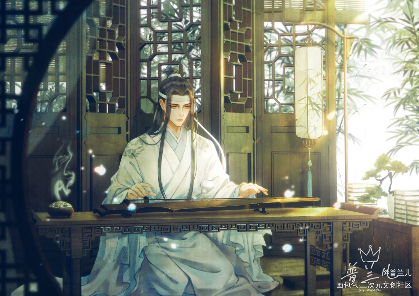 旧图精修来着_魔道祖师忘羡蓝忘机古风插画同人板绘绘画作品