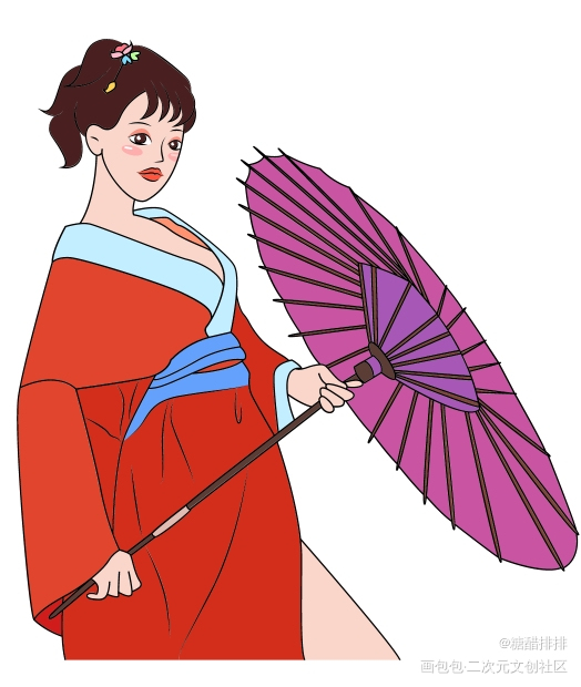 沐浴阳光_平涂绘画作品