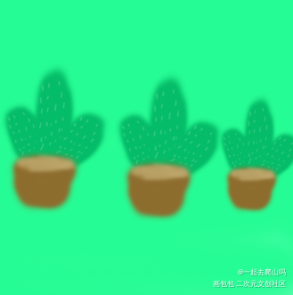 仙人掌_手绘绿色唤醒春日主题打卡春日绘画作品