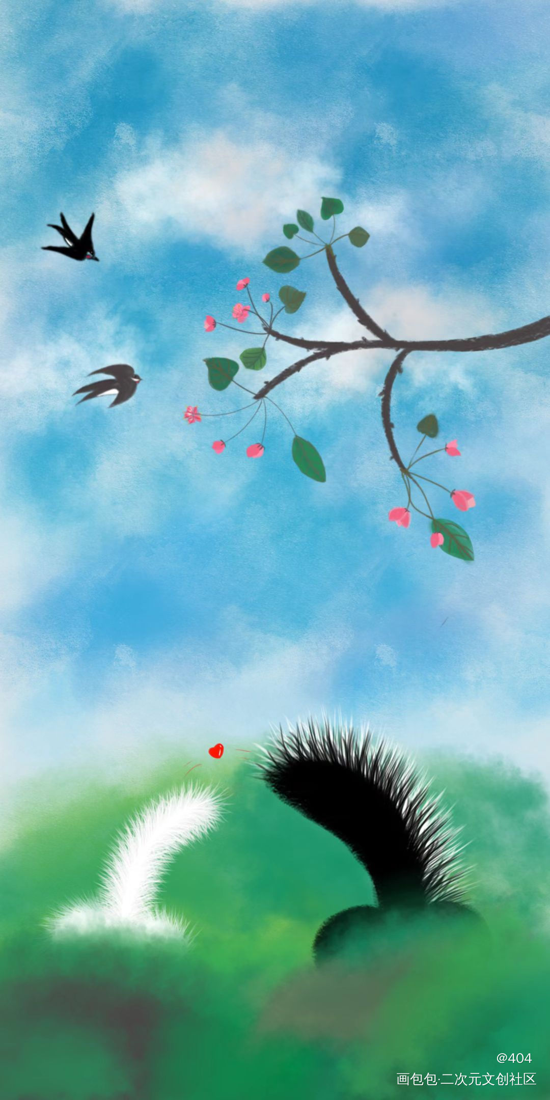 抓年糕精_二哈和他的白猫师尊燃晚绘画作品