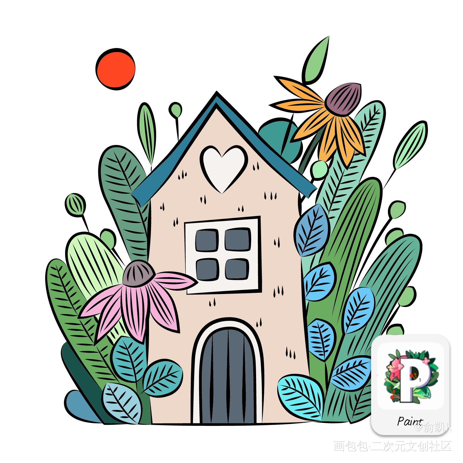 房子_手绘平涂绘画作品