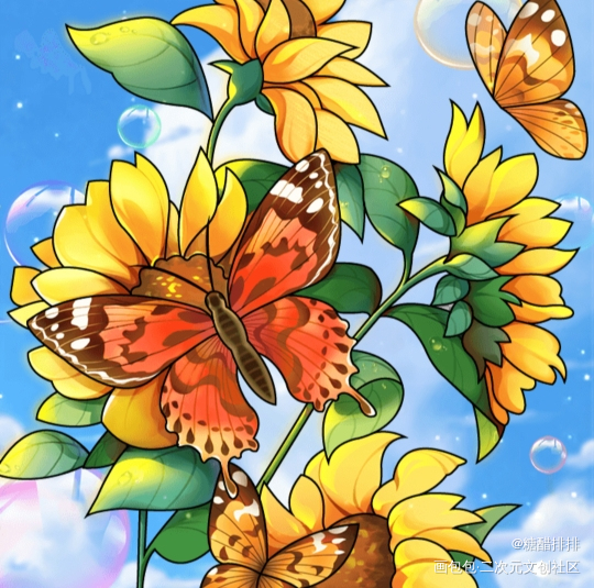蝶恋花_平涂绘画作品