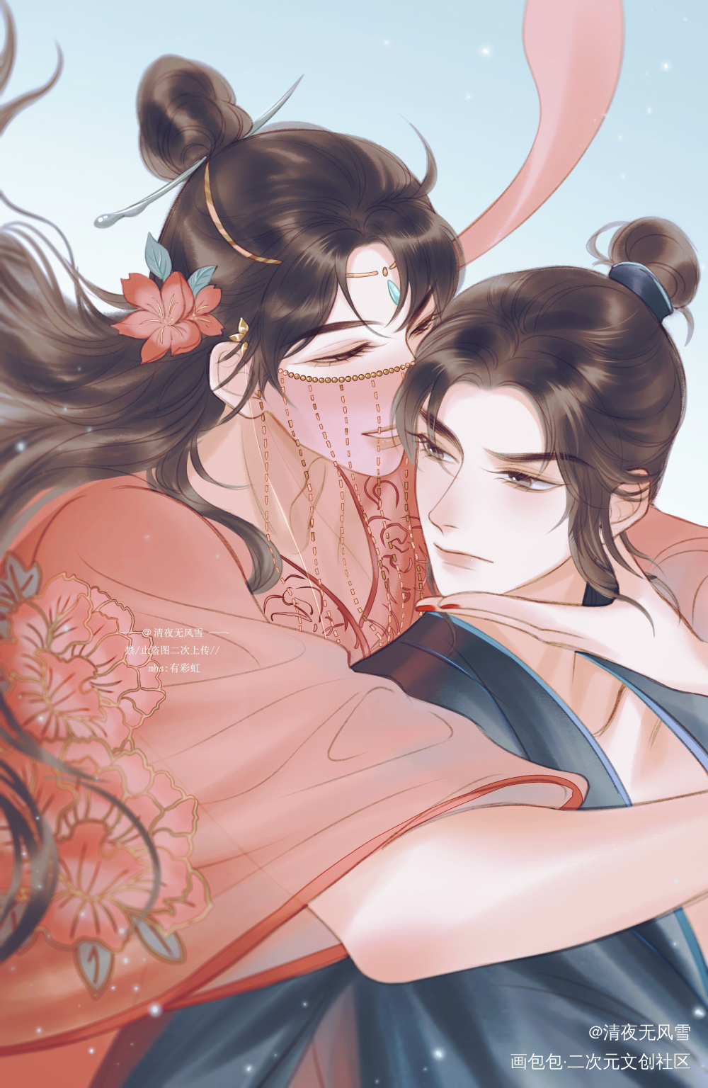 古装河蟹_病案本谢清呈贺予古风平涂绘画作品