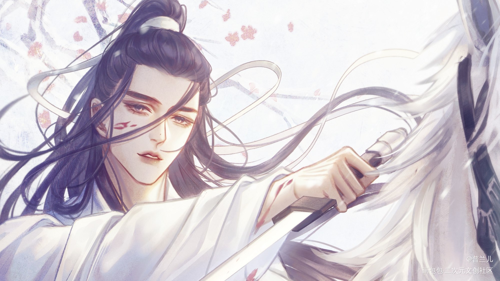 柿子～_雪中悍刀行古风插画徐凤年张若昀摸鱼板绘绘画作品
