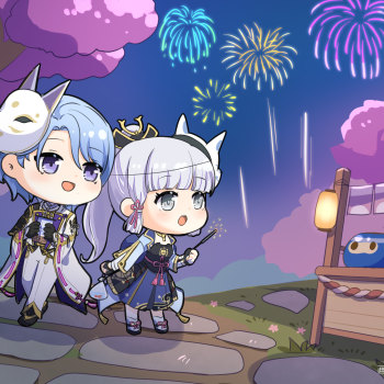 原神神里绫华q版插画同人神里绫人绘画作品