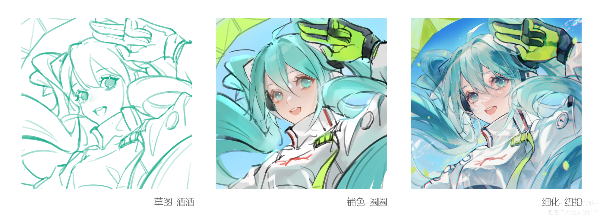 赛车miku_初音未来厚涂日系绘画作品