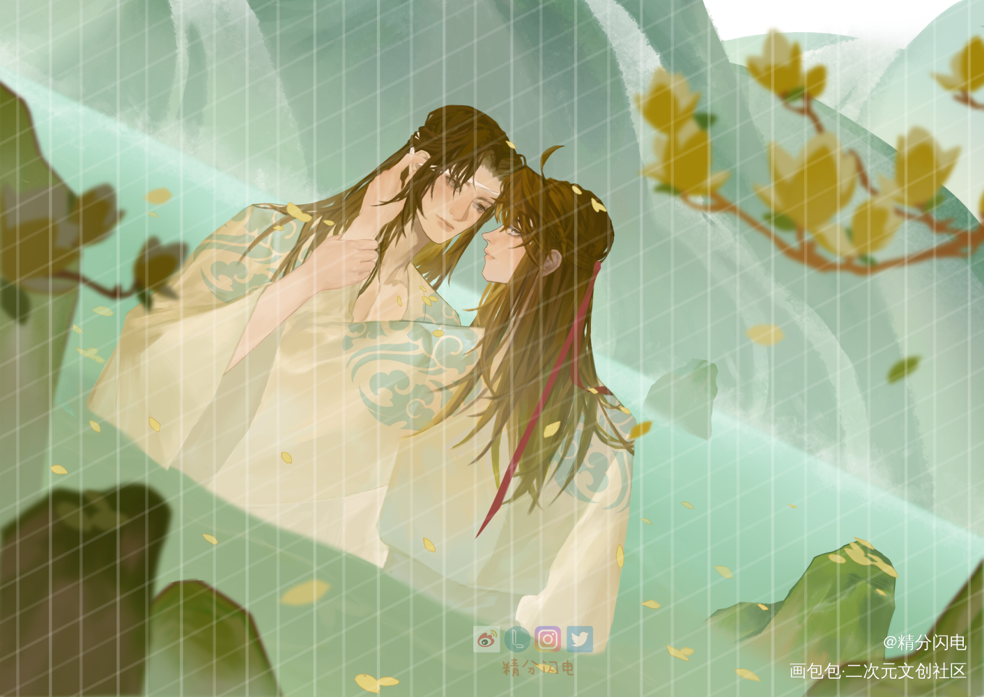 试试_魔道祖师忘羡魏婴蓝湛蓝忘机魏无羡半厚涂同人魔道祖师，天官赐福墨香铜臭绘画作品