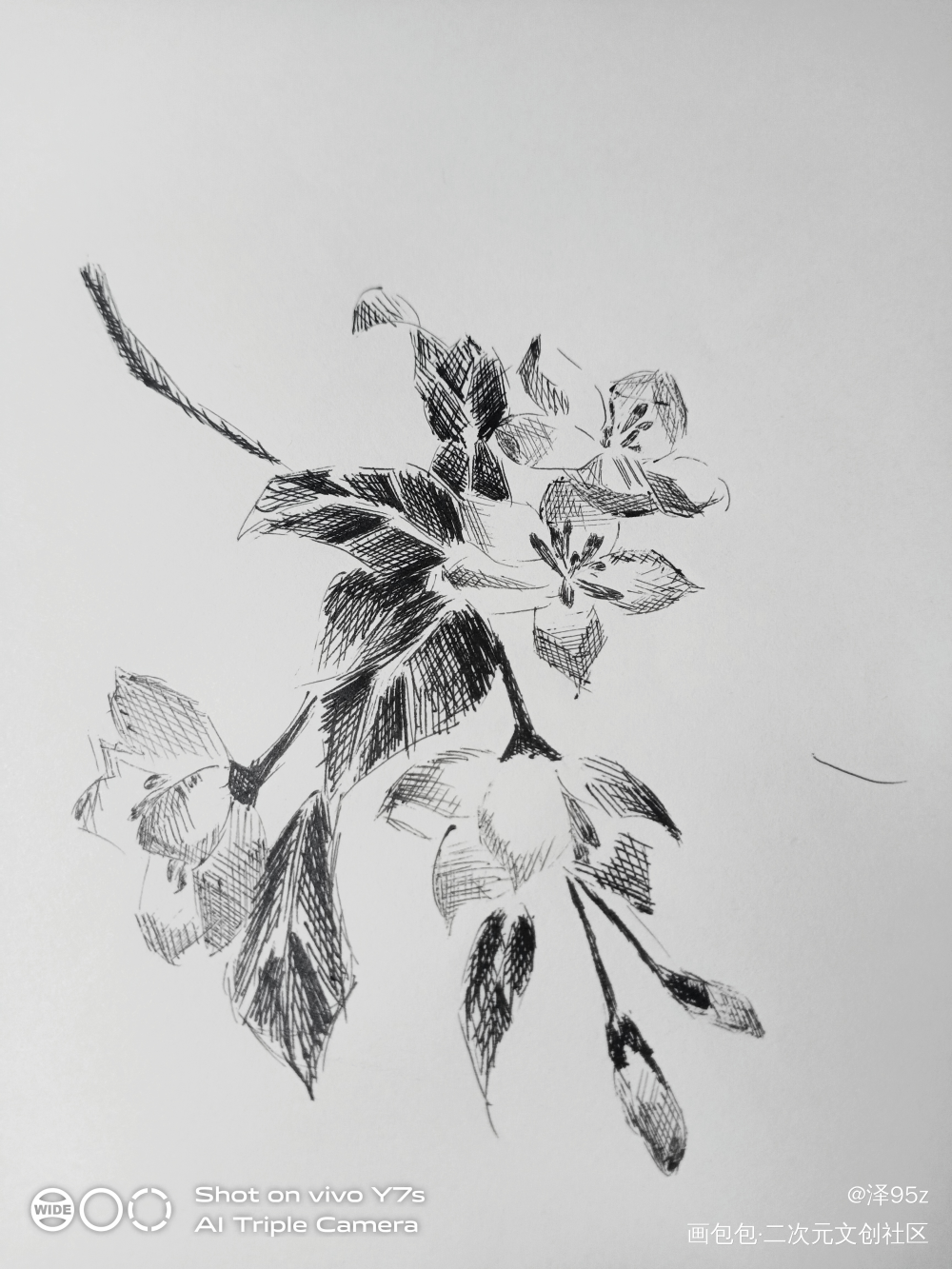 打卡One day~_黑白简笔绘画作品