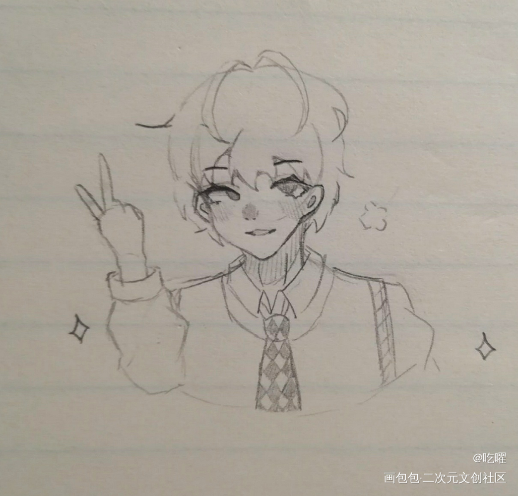 是春日的少年_铅笔绘画作品