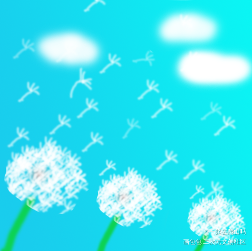 蒲公英_手绘绿色唤醒春日主题打卡春日绘画作品