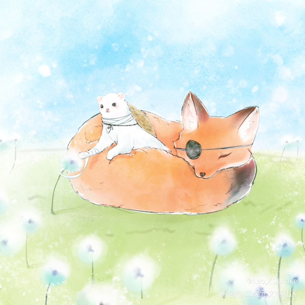 小憩_天官赐福花怜绘画作品