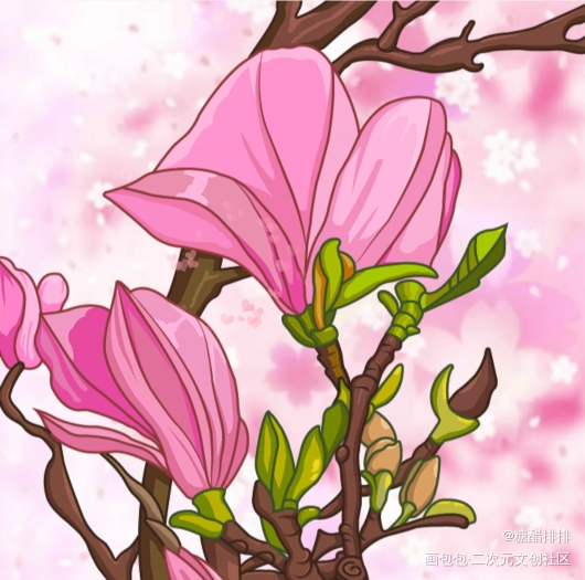 花开_平涂绘画作品