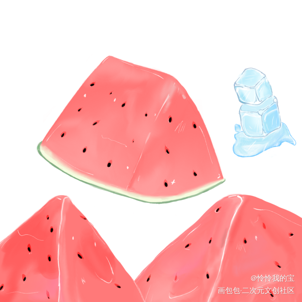 西瓜_夏天西瓜绘画绘画作品