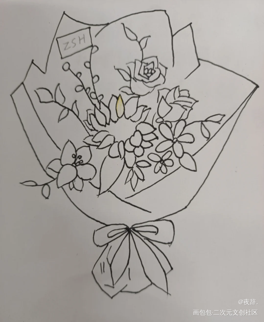 花束_手绘绘画作品
