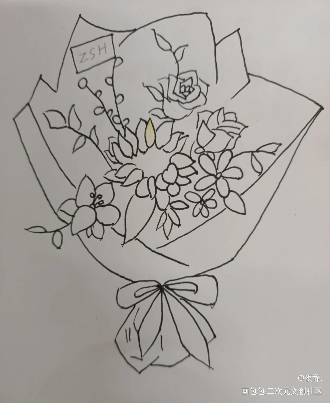 花束_手绘绘画作品