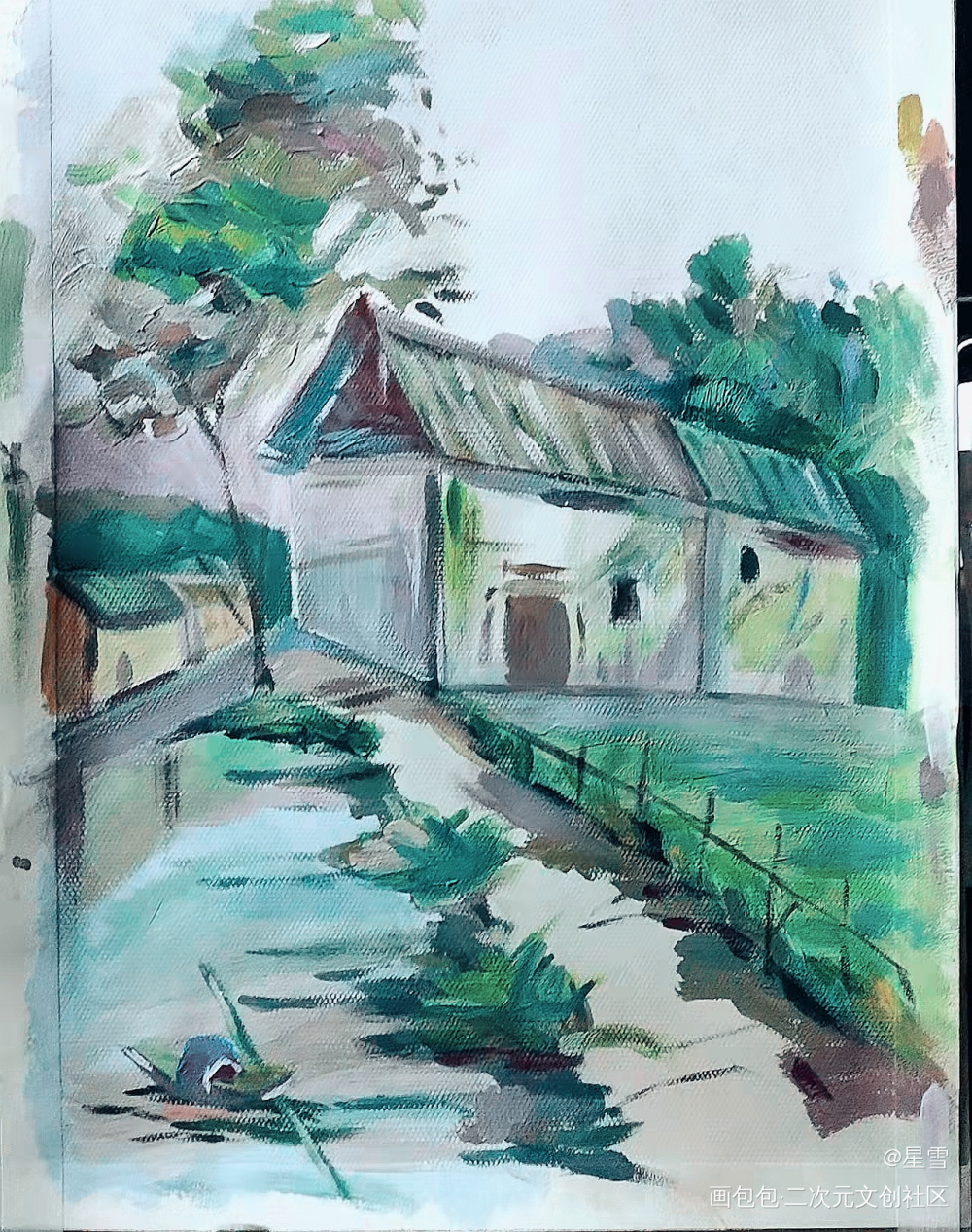 春日里闲适的小屋生活~_唤醒春日主题打卡绘画作品