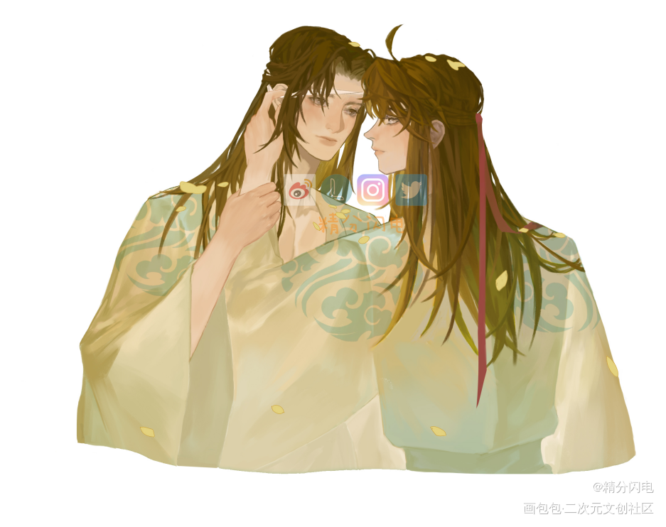 试试_魔道祖师忘羡魏婴蓝湛蓝忘机魏无羡半厚涂同人魔道祖师，天官赐福墨香铜臭绘画作品