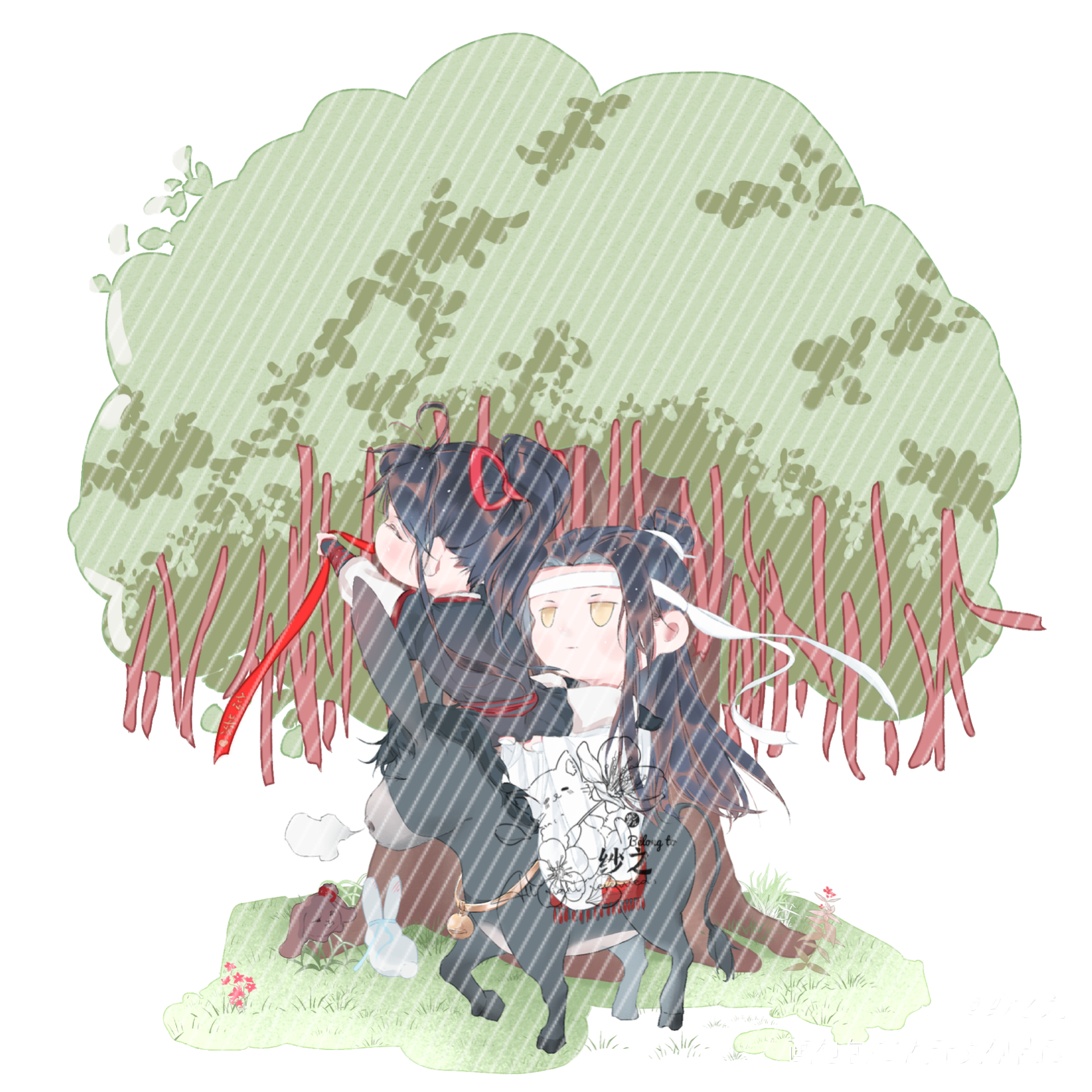 魔道-忘羡-打卡_魔道祖师忘羡蓝忘机魏无羡Q版同人绘画作品