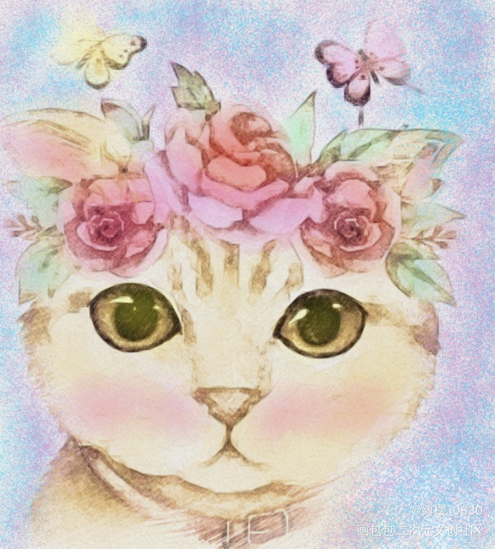 春與花與貓_唤醒春日主题打卡绘画作品