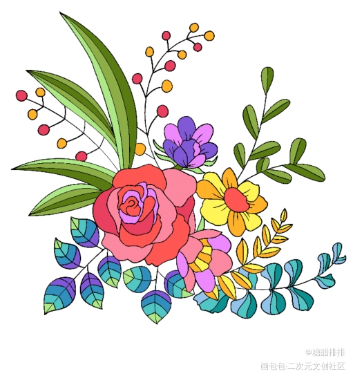 花_平涂绘画作品