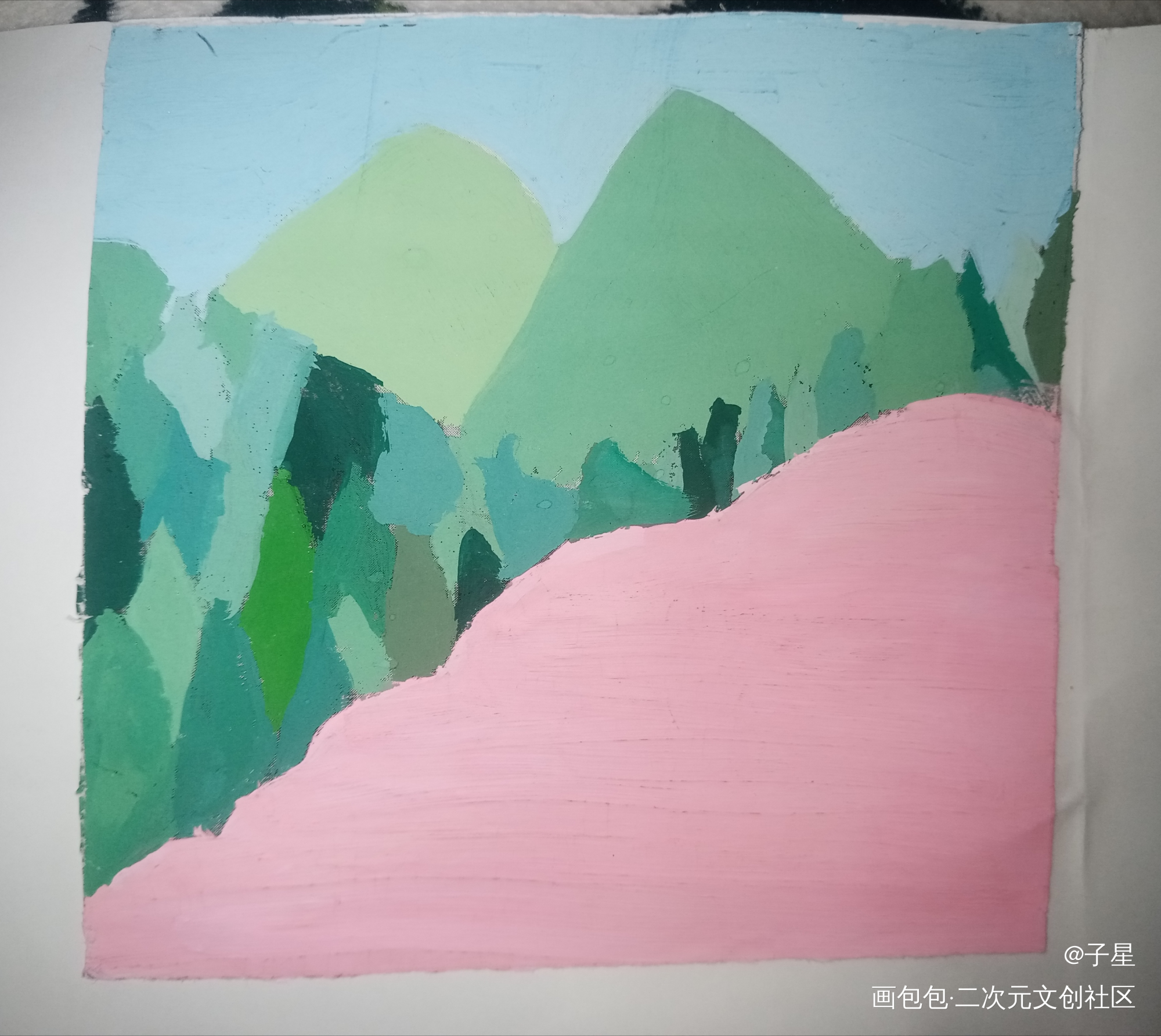 春天那自然得是粉色的呀~_唤醒春日主题打卡绘画作品