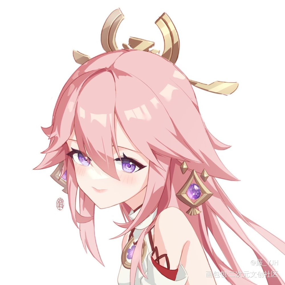 (/ω＼*)就…画啥来啥_原神同人八重神子画画摸鱼板绘绘画绘画作品