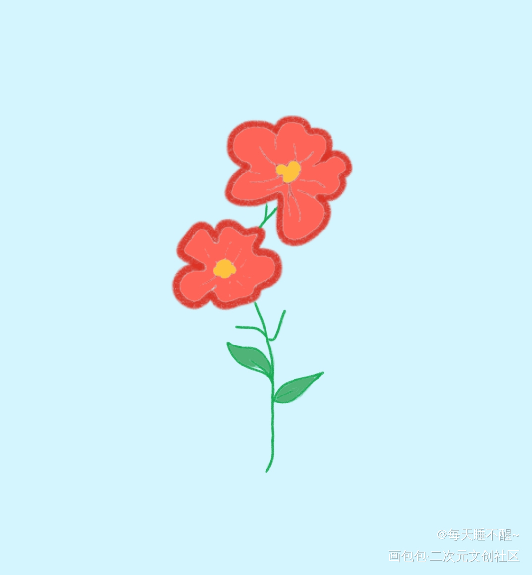 小红花_唤醒春日主题打卡绘画作品