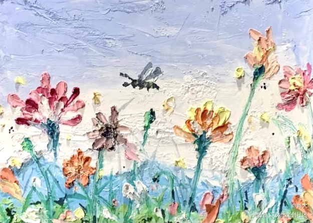 把春天画进画里_油画棒临摹绘画作品