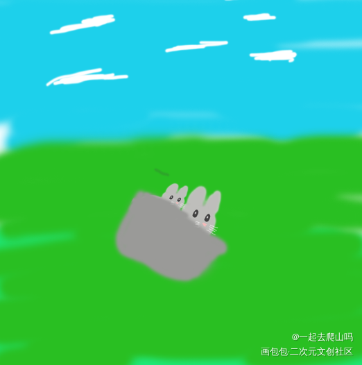 老鼠?_手绘动物绿色唤醒春日主题打卡春日绘画作品