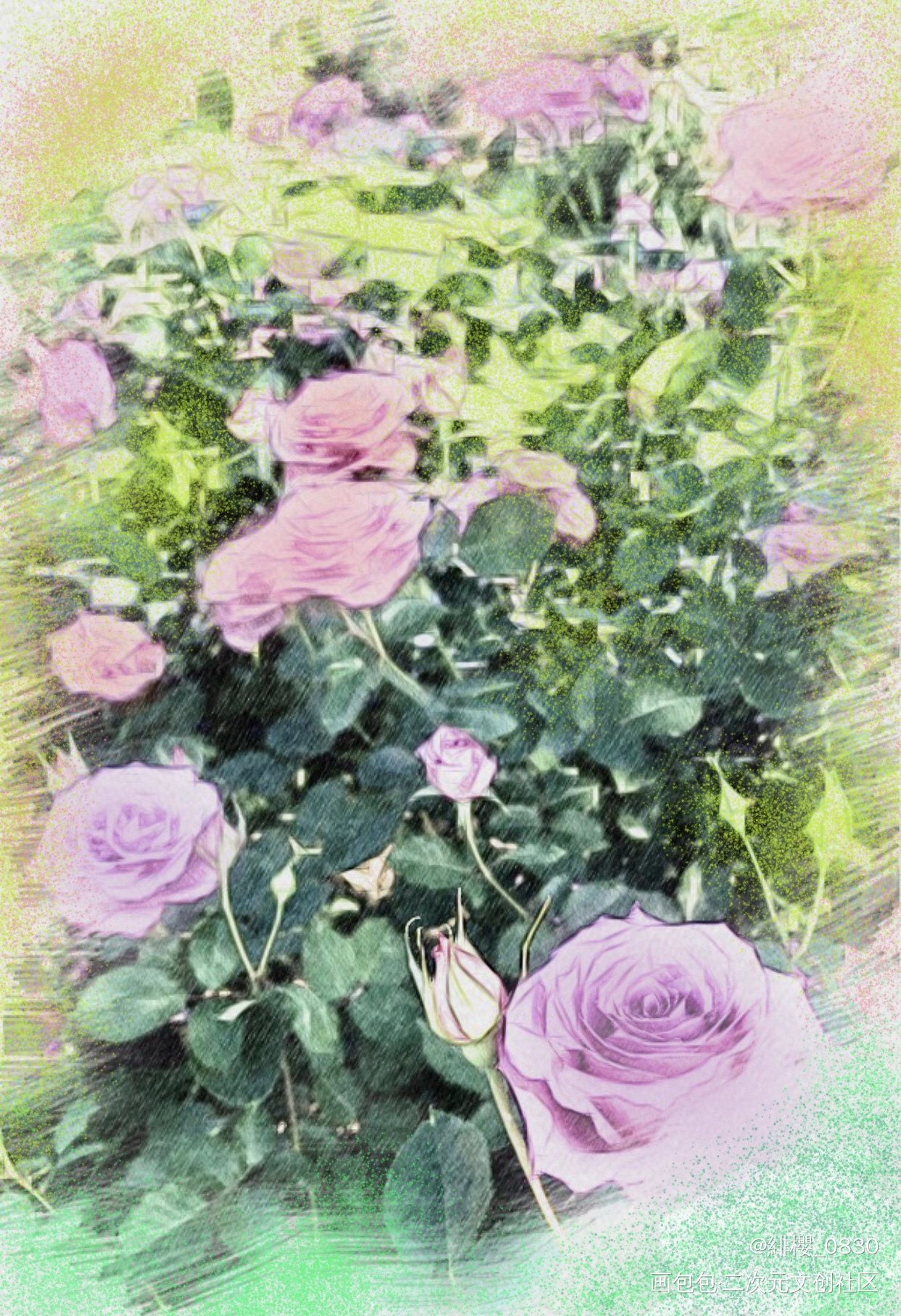 玫瑰花園_唤醒春日主题打卡绘画作品