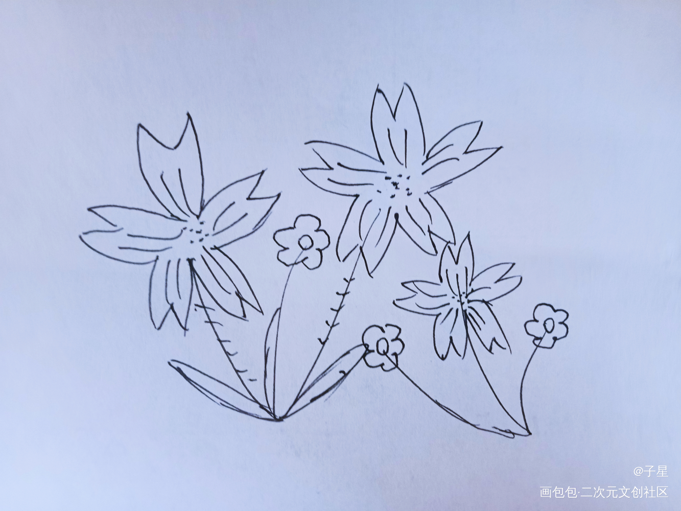 春日里简简单单的几朵小花_唤醒春日主题打卡绘画作品