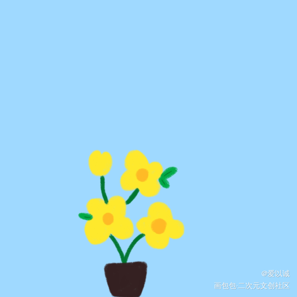 一盆小黄花_手绘唤醒春日主题打卡春天绘画作品