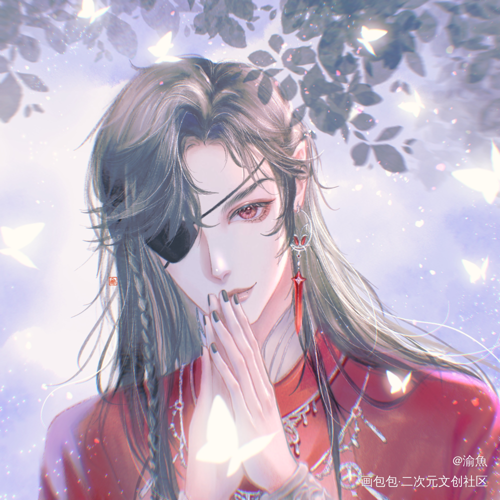 花城主重绘_天官赐福花怜花城古风半厚涂水彩头像头像约稿板绘绘画绘画作品