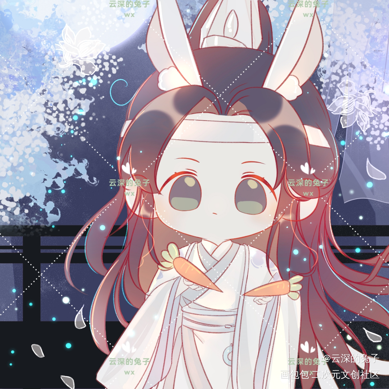 恰胡萝北的蓝兔兔_魔道祖师忘羡蓝忘机绘画作品