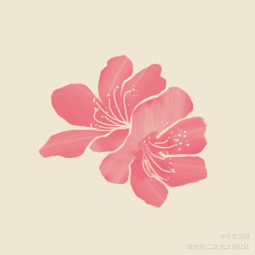 杜鹃花时夭艳然_平涂绘画作品