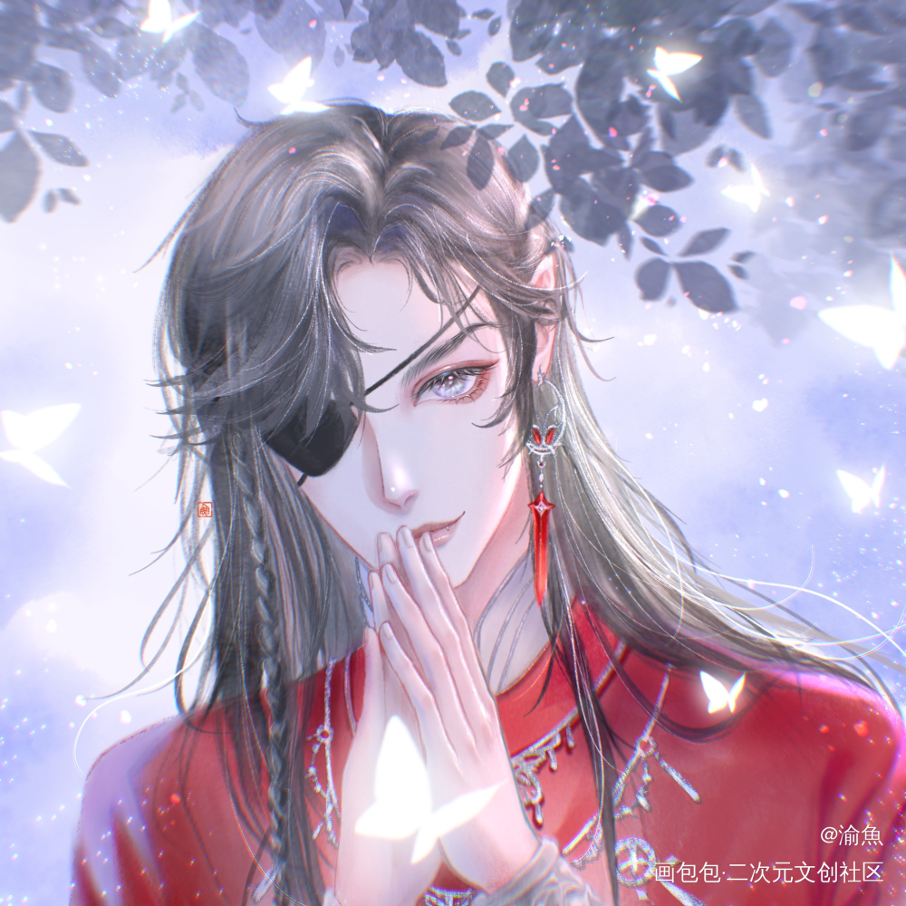 花城_天官赐福花怜花城古风半厚涂水彩头像绘画绘画作品