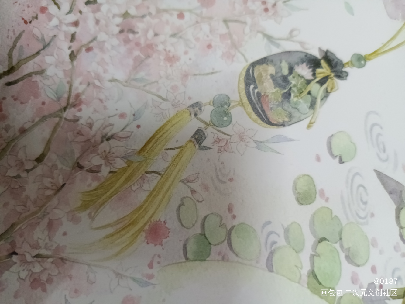 _摸鱼页手绘水彩绘画作品
