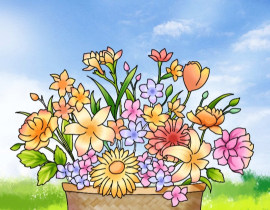 一篮花_绘画作品