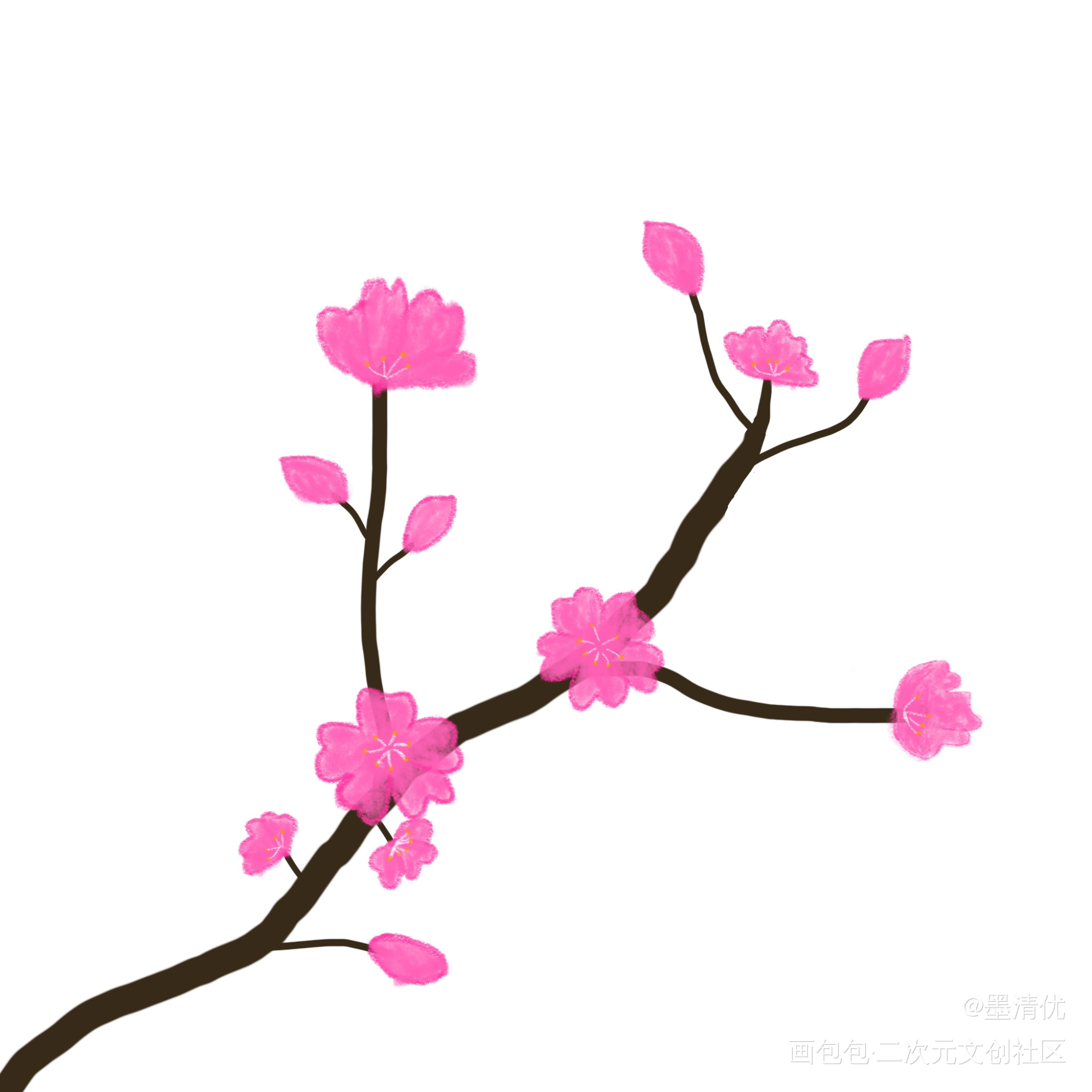 桃花_手绘绘画绘画作品