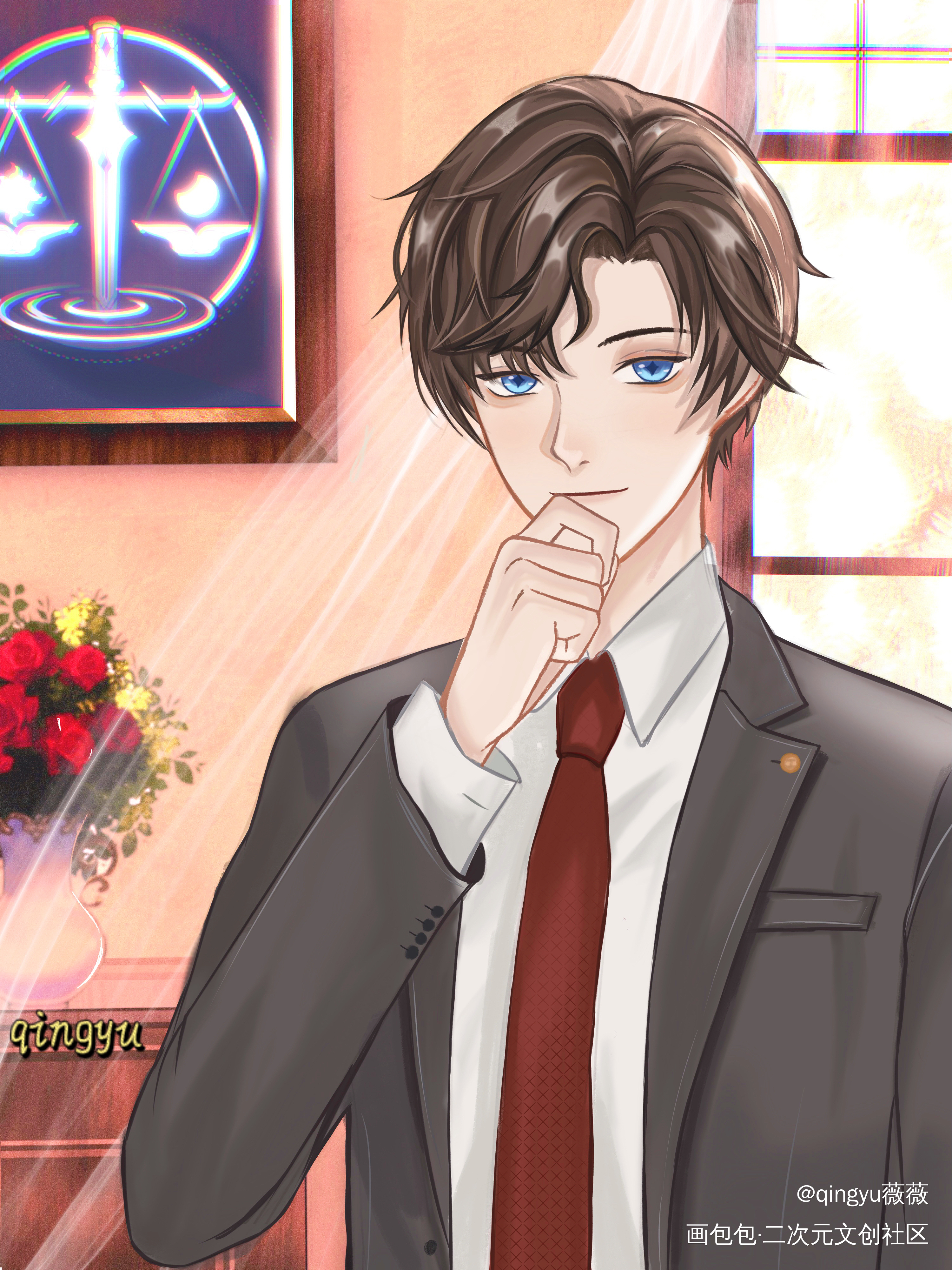 提前祝左律师生日快乐_未定事件簿左然立绘平涂同人绘画作品